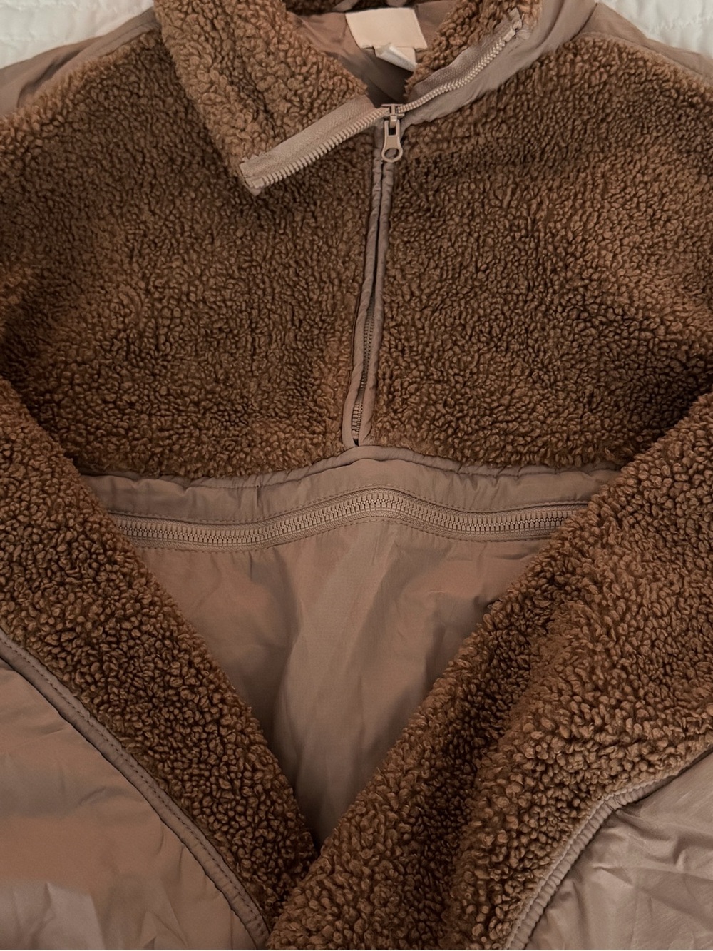 H&M Cozy Women's Brown Sherpa Pullover Jacket - Picture 5 of 8